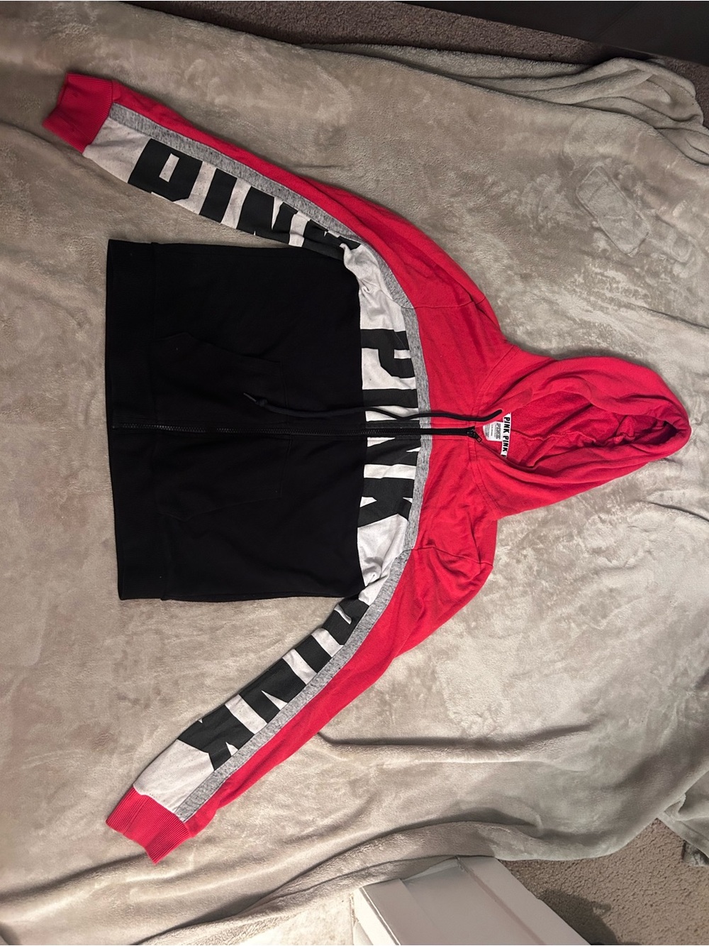 PINK Victoria's Secret Red Hoodie with Black Accents vintage
